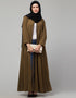 Modest Light Brown Front open with Zip Daily wear Basic Abaya Side View